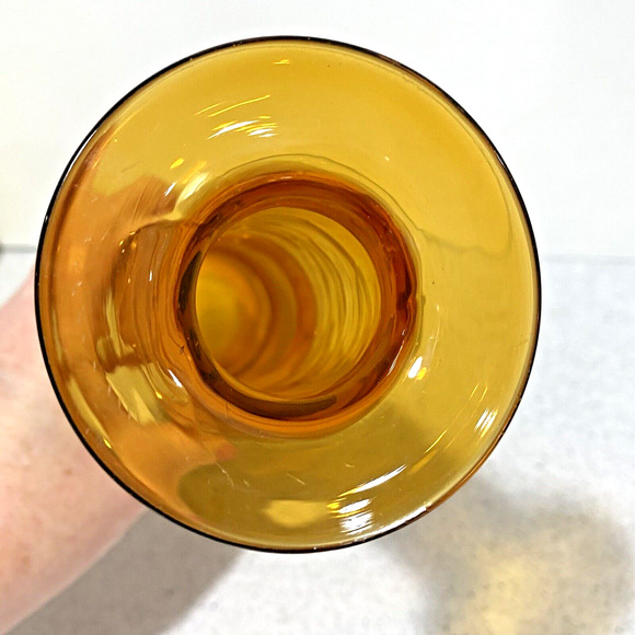 Spun Art Glass Vase Caramel Brown Swirl Modern Mod Mid Century Look Shapely Chic - Picture 7 of 8